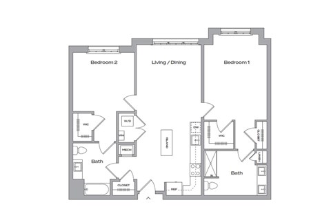 two bedroom floor plan at The James apartments Park Ridge